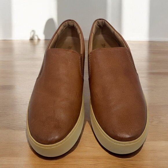 Frye Ivy Women's Slip-On Cognac Leather Low Top Sneakers Brown & White Size 9 - Picture 4 of 9